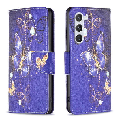 For Samsung Galaxy S25 5G Colored Drawing Pattern Leather Phone Case(Purple Butterfly) - Galaxy S25 5G Cases by buy2fix | Online Shopping UK | buy2fix