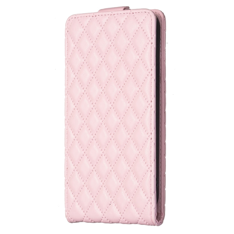 For Samsung Galaxy S25 5G Diamond Lattice Vertical Flip Leather Phone Case(Pink) - Galaxy S25 5G Cases by buy2fix | Online Shopping UK | buy2fix