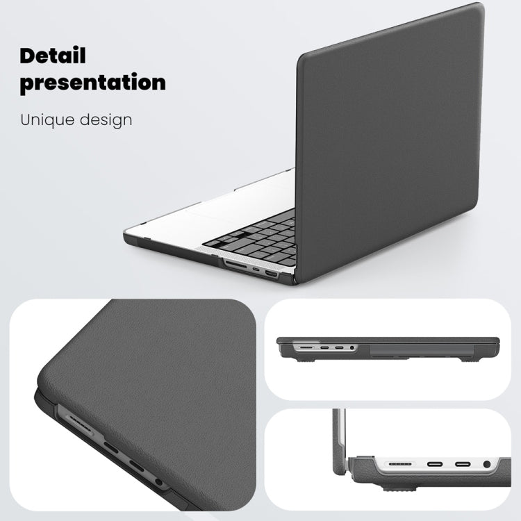 For MacBook Pro 14 inch A2918 / A2992 Business Magnetic Holder PC + PU Laptop Protective Case(Grey) - MacBook Pro Cases by buy2fix | Online Shopping UK | buy2fix