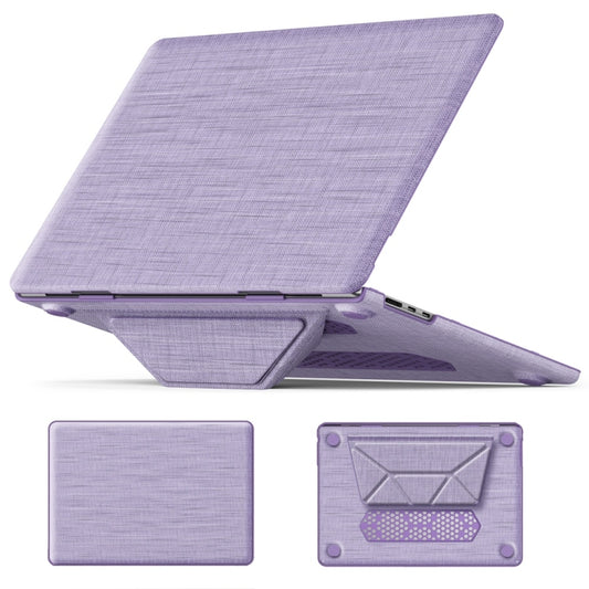 For MacBook Air 15.3 inch A3114 / A2941 Fabric Magnetic Holder Laptop Protective Case(Purple) - MacBook Air Cases by buy2fix | Online Shopping UK | buy2fix