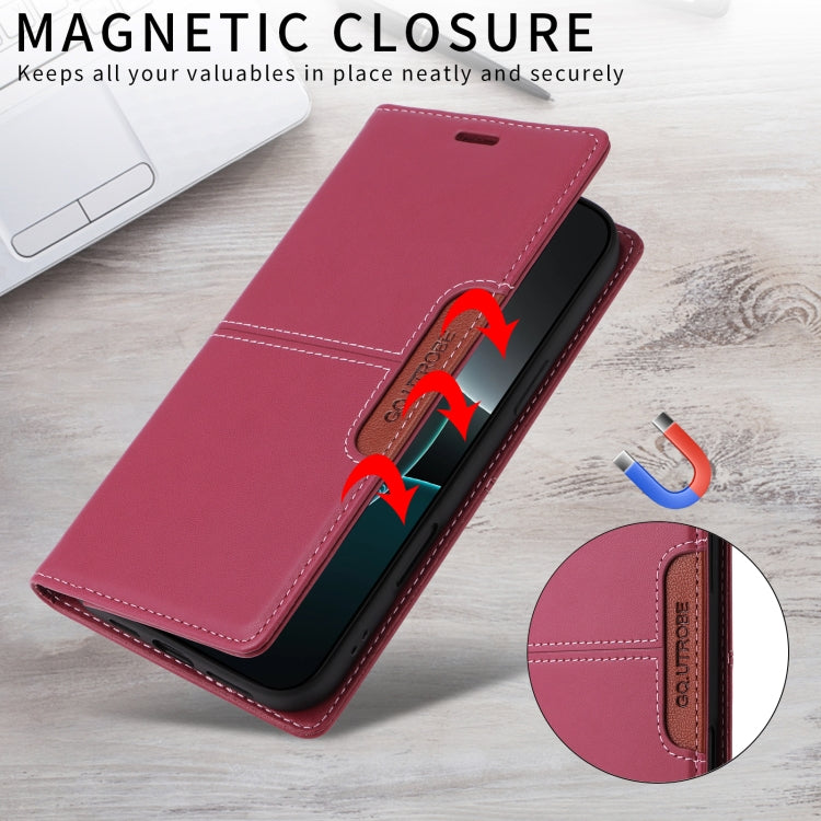 For iPhone 16 Plus GQUTROBE G01 RFID Anti-theft Leather Phone Case(Red) - iPhone 16 Plus Cases by GQUTROBE | Online Shopping UK | buy2fix