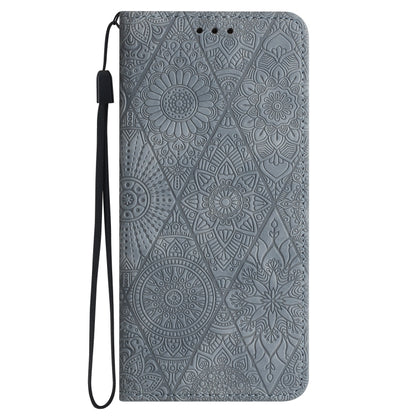 For Samsung Galaxy S25+ 5G Ethnic Embossed Adsorption Leather Phone Case(Grey) - Galaxy S25+ 5G Cases by buy2fix | Online Shopping UK | buy2fix