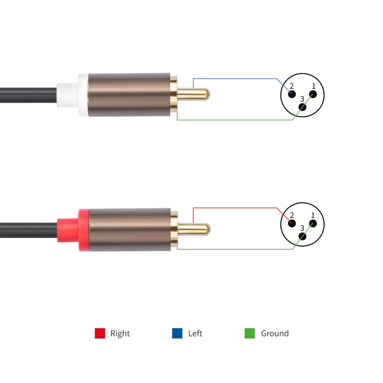 2 RCA Male to 2 XLR Male Audio Balance Cable, Length:3m(Black) - RCA Cable by buy2fix | Online Shopping UK | buy2fix