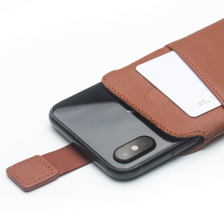 For iPhone XS Max QIALINO Nappa Texture Top-grain Leather Liner Bag with Card Slots(Brown) - More iPhone Cases by QIALINO | Online Shopping UK | buy2fix