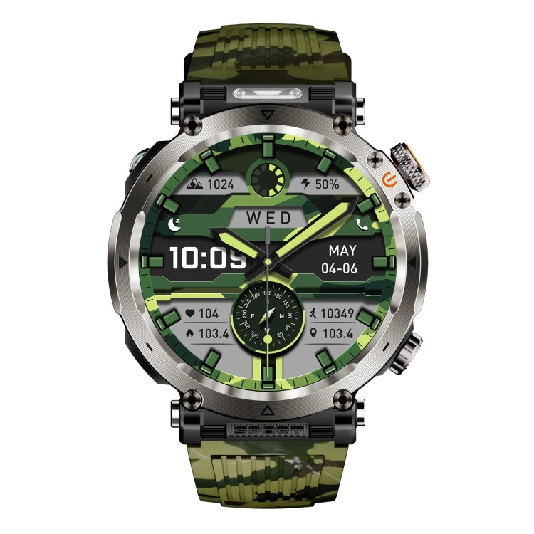 HT30 1.7 inch IP68 Waterproof Camouflage Silicone Band Smart Watch, Support Flashlight / Banknote Detector Light / Compass(Army Green) - Smart Wristbands by buy2fix | Online Shopping UK | buy2fix