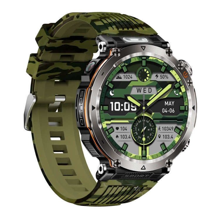 HT30 1.7 inch IP68 Waterproof Camouflage Silicone Band Smart Watch, Support Flashlight / Banknote Detector Light / Compass(Army Green) - Smart Wristbands by buy2fix | Online Shopping UK | buy2fix