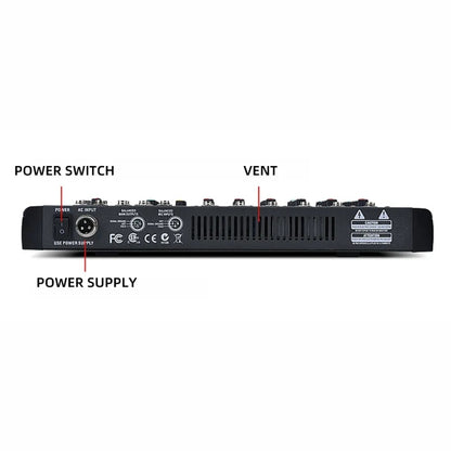 XTUGA CT60X 6-Channels Audio Mixer DJ Mixing Console with 48V Power Supply(AU Plug) - Live Sound Effects Processors by XTUGA | Online Shopping UK | buy2fix