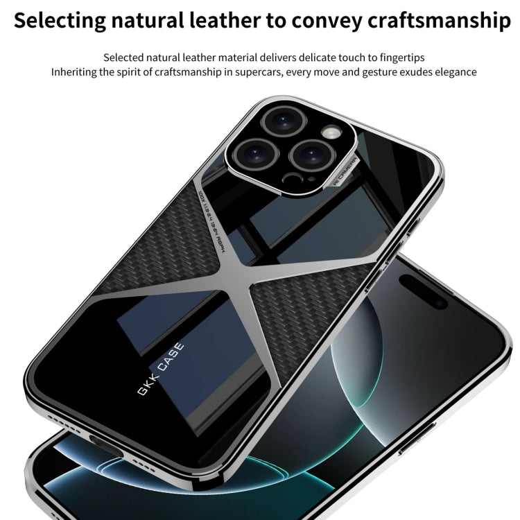 For iPhone 16 Pro GKK Leather Electroplating Supersonic Speed Shockproof Phone Case(Carbon Fibre) - iPhone 16 Pro Cases by GKK | Online Shopping UK | buy2fix