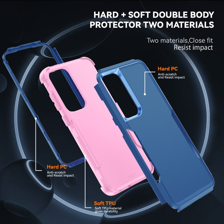 For Samsung Galaxy S25 5G TPU + PC Shockproof Protective Phone Case(Royal Blue + Pink) - Galaxy S25 5G Cases by buy2fix | Online Shopping UK | buy2fix