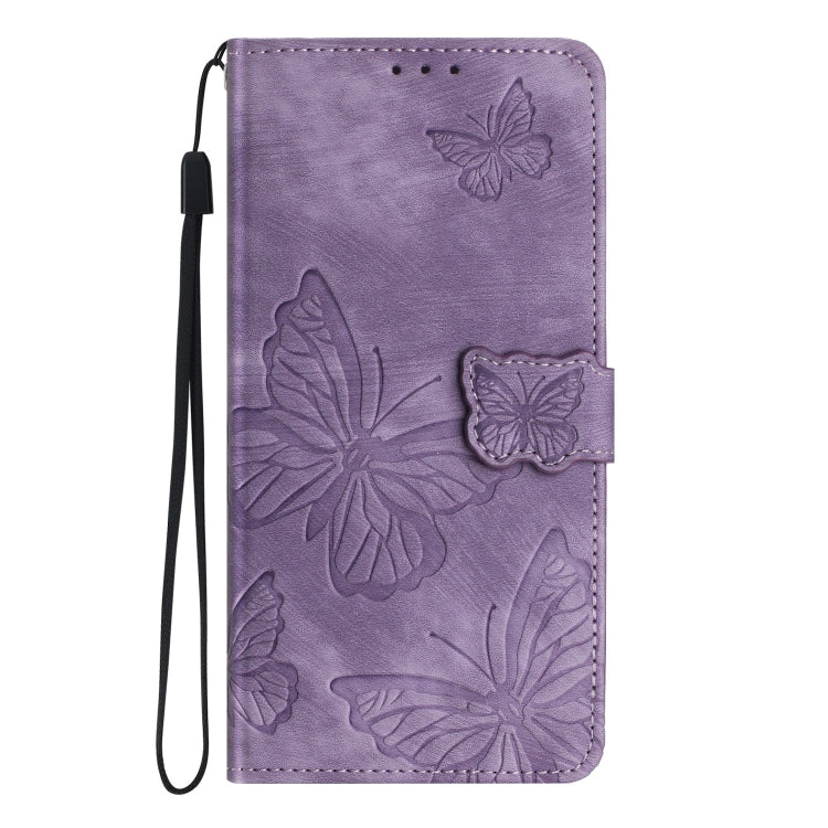 For Samsung Galaxy S25+ 5G Skin-feel Embossed Butterfly Leather Phone Case(Purple) - Galaxy S25+ 5G Cases by buy2fix | Online Shopping UK | buy2fix