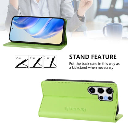 For Samsung Galaxy S25 Ultra 5G RC01 Dual-Folded Magnetic Suction RFID Leather Phone Case(Grass Green) - Galaxy S25 Ultra 5G Cases by buy2fix | Online Shopping UK | buy2fix