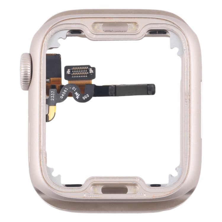 For Apple Watch Series 7 / 8 / 9 41MM LTE Aluminium Alloy Middle Frame Bezel Plate with Crown Spin Axis Flex Cable(Starlight) - Middle Frame by buy2fix | Online Shopping UK | buy2fix