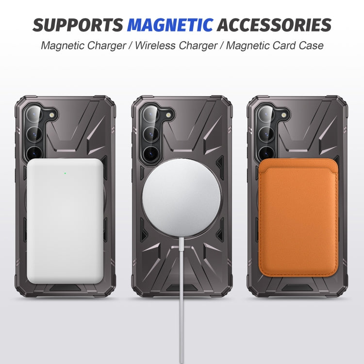 For Samsung Galaxy S25 5G MagSafe Magnetic Shockproof Phone Case with Ring Holder(Dark Grey) - Galaxy S25 5G Cases by buy2fix | Online Shopping UK | buy2fix