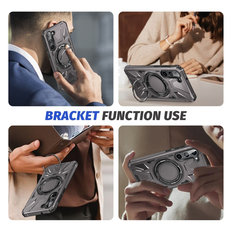 For Samsung Galaxy S25 5G MagSafe Magnetic Shockproof Phone Case with Ring Holder(Dark Grey) - Galaxy S25 5G Cases by buy2fix | Online Shopping UK | buy2fix