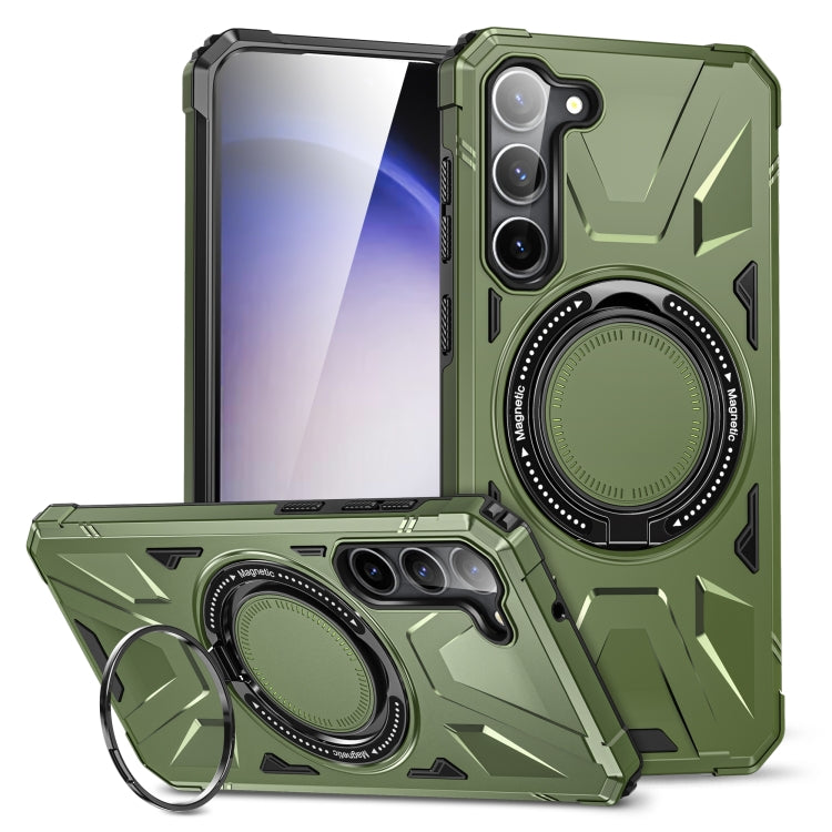 For Samsung Galaxy S25 5G MagSafe Magnetic Shockproof Phone Case with Ring Holder(Dark Green) - Galaxy S25 5G Cases by buy2fix | Online Shopping UK | buy2fix