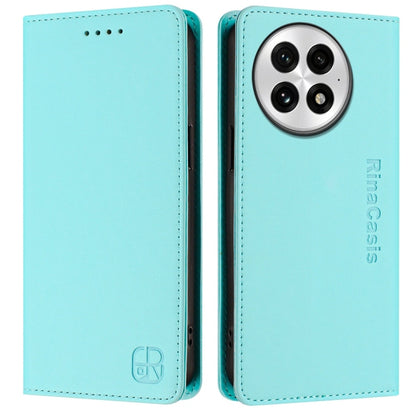 For OnePlus 13 RC01 Dual-Folded Magnetic Suction RFID Leather Phone Case(Mint Green) - OnePlus Cases by buy2fix | Online Shopping UK | buy2fix