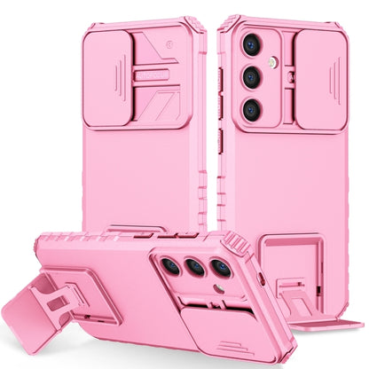 For Samsung Galaxy S25+ 5G Stereoscopic Holder Sliding Camshield Phone Case(Pink) - Galaxy S25+ 5G Cases by buy2fix | Online Shopping UK | buy2fix