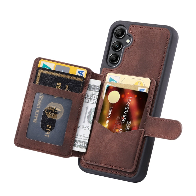 For Samsung Galaxy S25+ 5G Skin Feel Dream RFID Anti-theft PU Card Bag Phone Case(Coffee) - Galaxy S25+ 5G Cases by buy2fix | Online Shopping UK | buy2fix