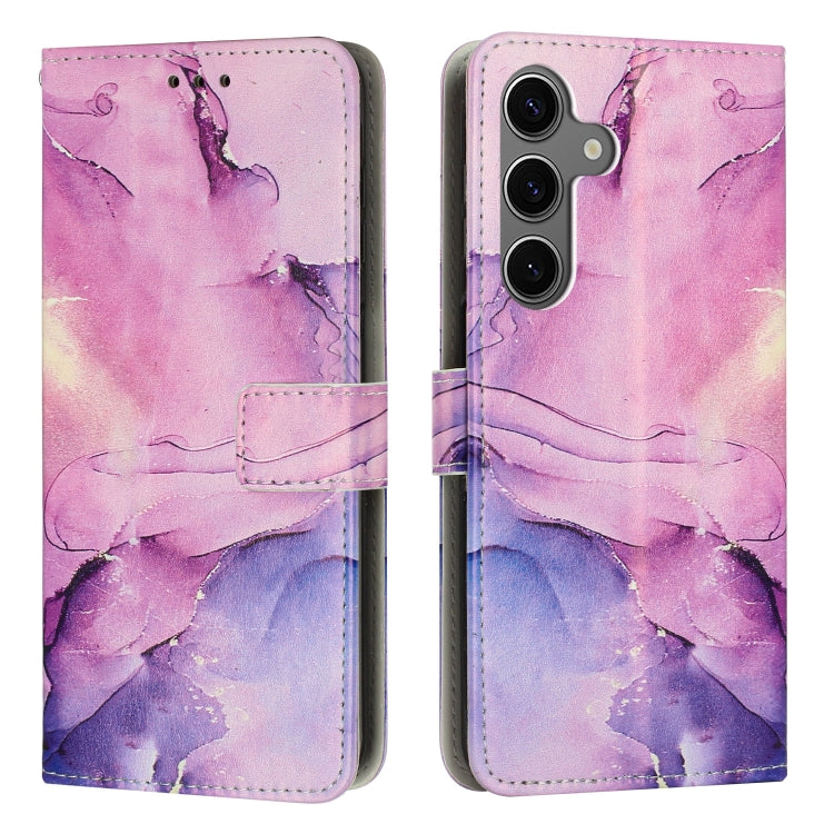 For Samsung Galaxy S25+ 5G Painted Marble Pattern Leather Phone Case(Purple) - Galaxy S25+ 5G Cases by buy2fix | Online Shopping UK | buy2fix