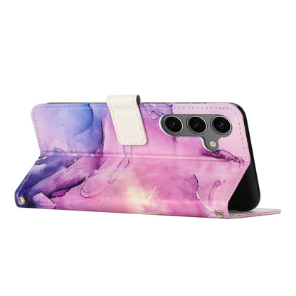 For Samsung Galaxy S25+ 5G Painted Marble Pattern Leather Phone Case(Purple) - Galaxy S25+ 5G Cases by buy2fix | Online Shopping UK | buy2fix