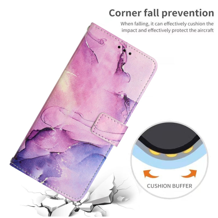 For Samsung Galaxy S25+ 5G Painted Marble Pattern Leather Phone Case(Purple) - Galaxy S25+ 5G Cases by buy2fix | Online Shopping UK | buy2fix