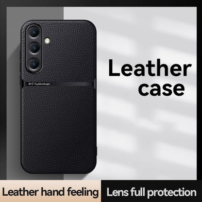 For Samsung Galaxy S25 5G Litchi Leather Magnetic Full Coverage Shockproof Phone Case(Black) - Galaxy S25 5G Cases by buy2fix | Online Shopping UK | buy2fix