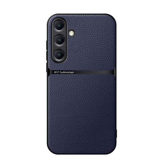 For Samsung Galaxy S25 5G Litchi Leather Magnetic Full Coverage Shockproof Phone Case(Navy Blue) - Galaxy S25 5G Cases by buy2fix | Online Shopping UK | buy2fix