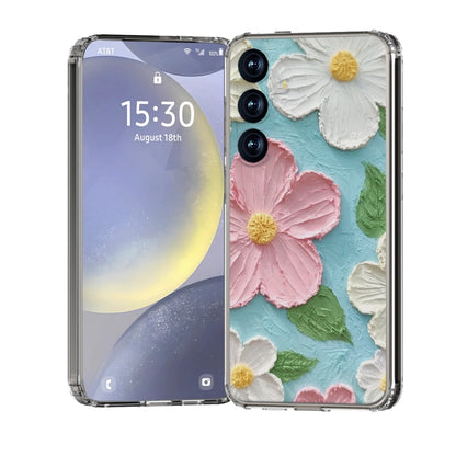 For Samsung Galaxy S25+ 5G IMD Double Piece Simple Fresh Shockproof Phone Case(Colorful Flowers) - Galaxy S25+ 5G Cases by buy2fix | Online Shopping UK | buy2fix