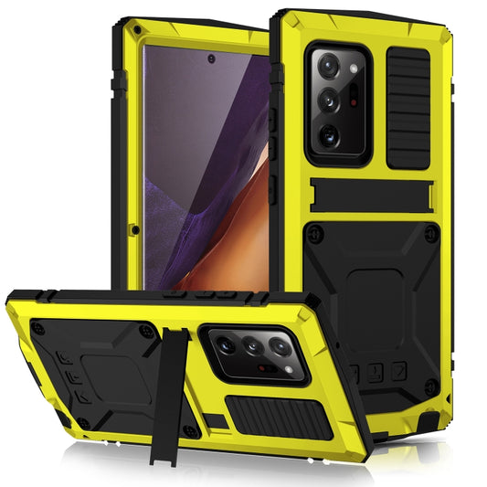 For Samsung Galaxy Note 20 Ultra R-JUST Shockproof Waterproof Dust-proof Metal + Silicone Protective Case with Holder(Yellow) - Galaxy Note20 Cases by R-JUST | Online Shopping UK | buy2fix