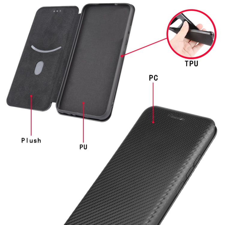 For Doogee X95 Carbon Fiber Texture Horizontal Flip TPU + PC + PU Leather Case with Card Slot & Lanyard(Black) - More Brand by buy2fix | Online Shopping UK | buy2fix