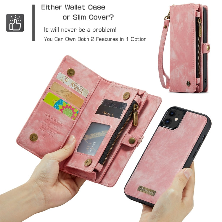 For iPhone 12 mini CaseMe-008 Detachable Multifunctional Wallet Leather Phone Case (Pink) - iPhone 12 mini Cases by CaseMe | Online Shopping UK | buy2fix