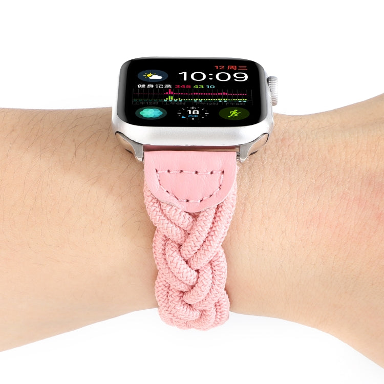 Elastic Woven Watch Band For Apple Watch Ultra 49mm&Watch Ultra 2 49mm / Series 9&8&7 45mm / SE 3&SE 2&6&SE&5&4 44mm / 3&2&1 42mm, Length:120mm(Pink) - Watch Bands by buy2fix | Online Shopping UK | buy2fix