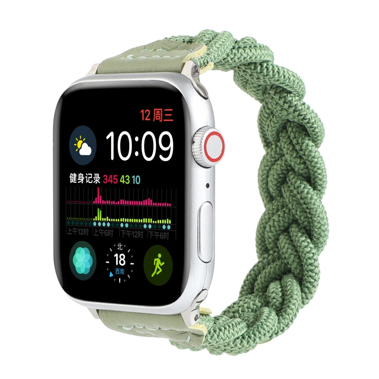 Elastic Woven Watch Band For Apple Watch Ultra 49mm&Watch Ultra 2 49mm / Series 9&8&7 45mm / SE 3&SE 2&6&SE&5&4 44mm / 3&2&1 42mm, Length:130mm(Green) - Watch Bands by buy2fix | Online Shopping UK | buy2fix