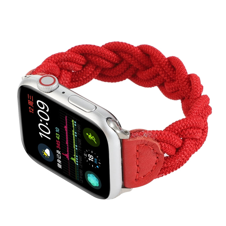 Elastic Woven Watch Band For Apple Watch Ultra 49mm&Watch Ultra 2 49mm / Series 9&8&7 45mm / SE 3&SE 2&6&SE&5&4 44mm / 3&2&1 42mm, Length:130mm(Red) - Watch Bands by buy2fix | Online Shopping UK | buy2fix