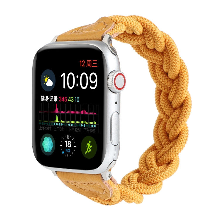 Elastic Woven Watch Band For Apple Watch Ultra 49mm&Watch Ultra 2 49mm / Series 9&8&7 45mm / SE 3&SE 2&6&SE&5&4 44mm / 3&2&1 42mm, Length:160mm(Yellow) - Watch Bands by buy2fix | Online Shopping UK | buy2fix