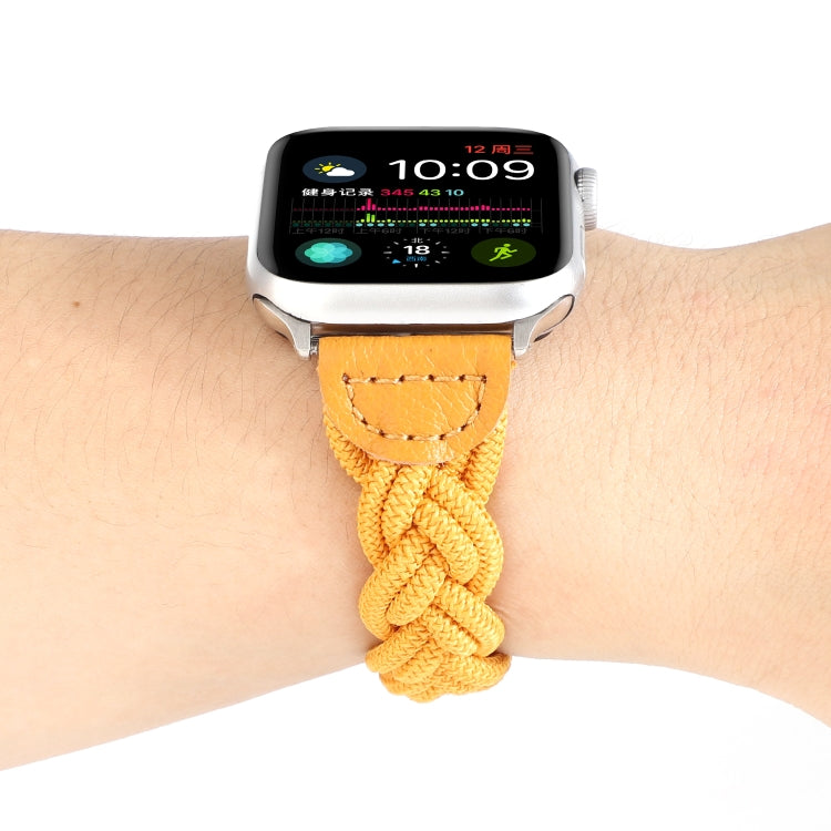 Elastic Woven Watch Band For Apple Watch Ultra 49mm&Watch Ultra 2 49mm / Series 9&8&7 45mm / SE 3&SE 2&6&SE&5&4 44mm / 3&2&1 42mm, Length:160mm(Yellow) - Watch Bands by buy2fix | Online Shopping UK | buy2fix