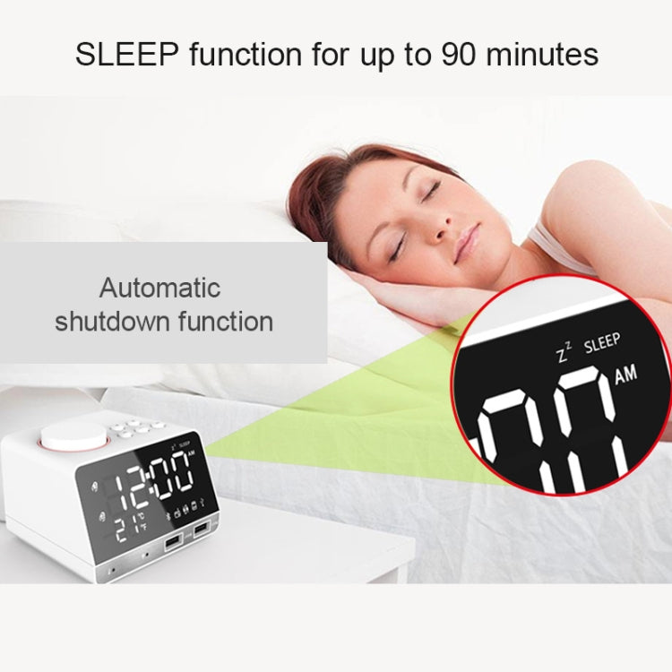 K11 Bluetooth Alarm Clock Speaker Creative Digital Music Clock Display Radio with Dual USB Interface, Support U Disk / TF Card / FM / AUX, UK Plug(Black) - Alarm Clocks by buy2fix | Online Shopping UK | buy2fix