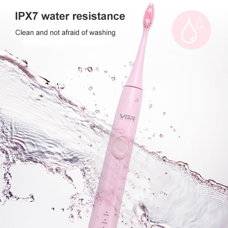 VGR V-806 IPX7 USB Magnetic Suspension Sonic Shock Toothbrush with Nemory Function (Pink) - Toothbrushes by VGR | Online Shopping UK | buy2fix