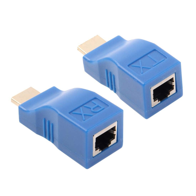 HDMI to RJ45 Extender Adapter (Receiver & Transmitter) by Cat-5e/6 Cable, Transmission Distance: 30m(Blue) - Amplifier by buy2fix | Online Shopping UK | buy2fix