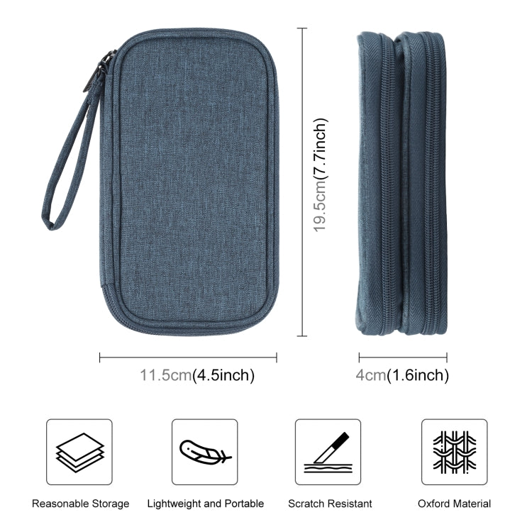 HAWEEL Electronic Organizer Double Layers Storage Bag for Cables, Charger, Power Bank, Phones, Earphones(Dark Blue) - Digital Storage Bag by HAWEEL | Online Shopping UK | buy2fix