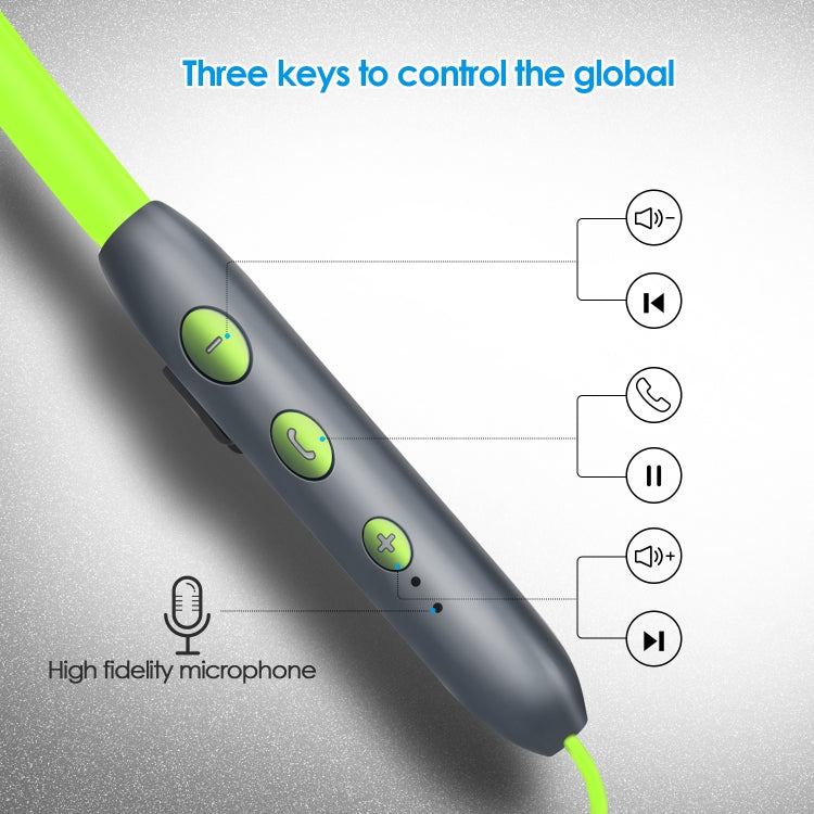 BH-I37 Bluetooth 5.0 Wire-controlled Bluetooth Earphone Built-in High-fidelity Microphone, Support Call (Green) - Bluetooth Earphone by buy2fix | Online Shopping UK | buy2fix