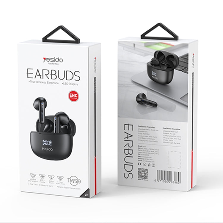 Yesido TWS19 Bluetooth 5.3 LED Digital Display ENC Noise Reduction Bluetooth Earphone (Black) - TWS Earphone by Yesido | Online Shopping UK | buy2fix