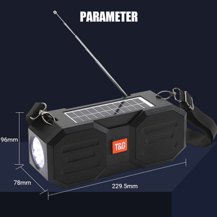 T&G TG634 Outdoor Solar Power Bluetooth Wireless Speaker with FM / Flashlight / TF Card Slot (Black+green) - Desktop Speaker by T&G | Online Shopping UK | buy2fix