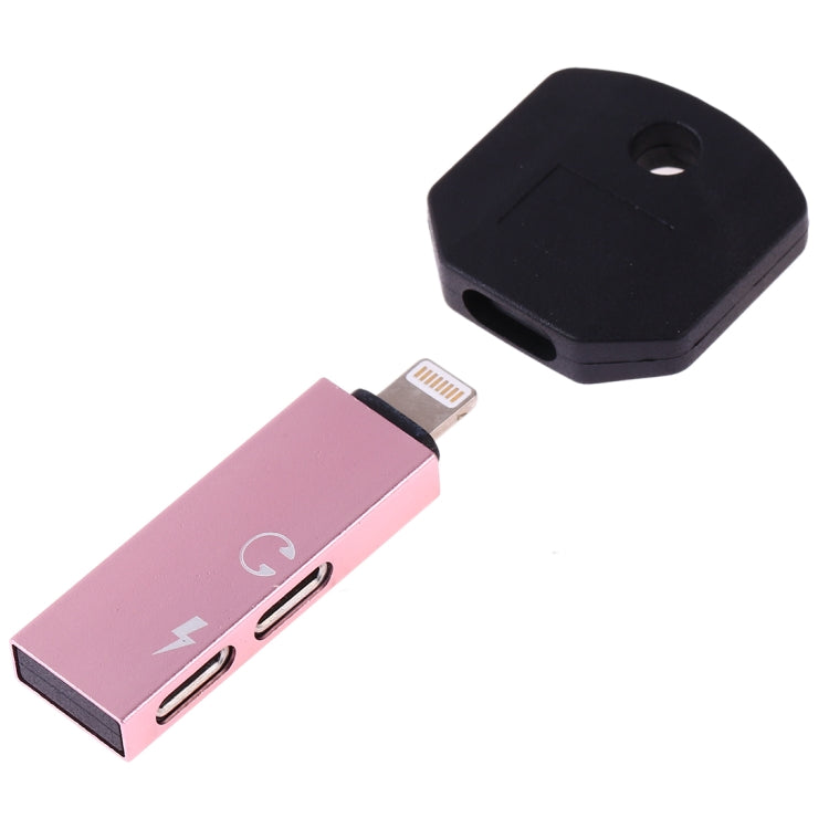 RC16 Dual 8 Pin Female to 8 Pin Male Key Shape Mini Portable Audio & Charge Adapter(Pink) - Converter & Adapter by buy2fix | Online Shopping UK | buy2fix