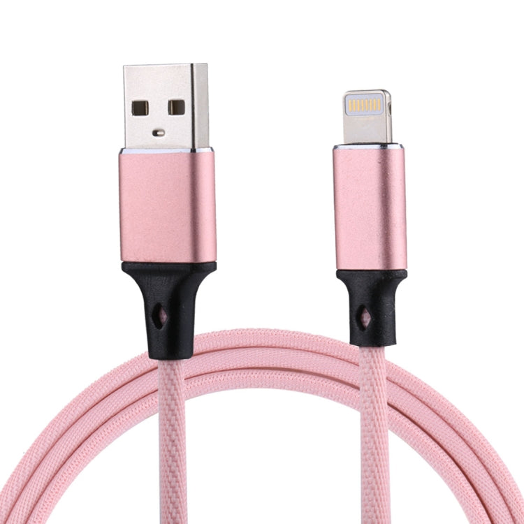 1m 2A USB to 8 Pin Nylon Weave Style Data Sync Charging Cable(Pink) - Normal Style Cable by buy2fix | Online Shopping UK | buy2fix