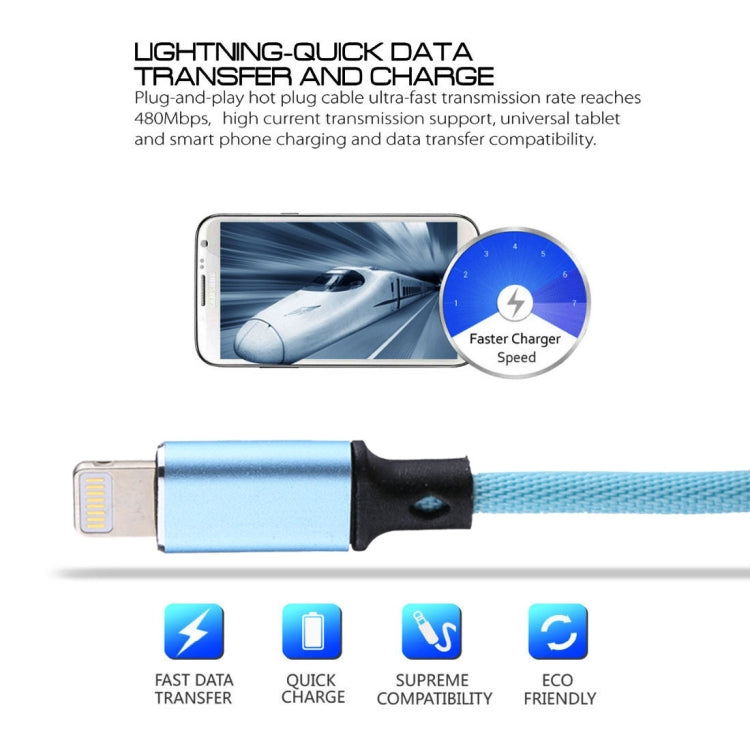 1m 2A USB to 8 Pin Nylon Weave Style Data Sync Charging Cable(Blue) - Normal Style Cable by buy2fix | Online Shopping UK | buy2fix