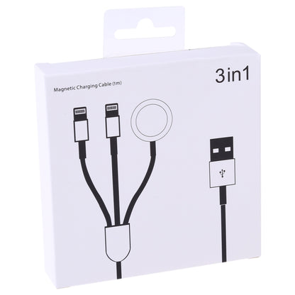 Multi-function 3 In 1 8 Pin Magnetic Charging Cable for iPhone / Apple Watch, Length : 1m (White) - Multifunction Cable by buy2fix | Online Shopping UK | buy2fix