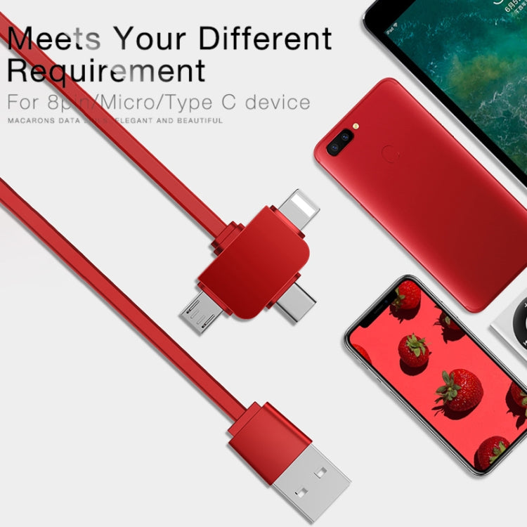 CAFELE 3 In 1 8 Pin + Type-C / USB-C + Micro USB Multi-function Scalable Charging Cable, Length: 1m (Red) - Multifunction Cable by CAFELE | Online Shopping UK | buy2fix
