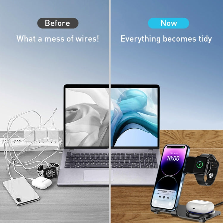 WIWU Wi-W005 Armor 3 in 1 15W Wireless Charger - Wireless Charger by WIWU | Online Shopping UK | buy2fix