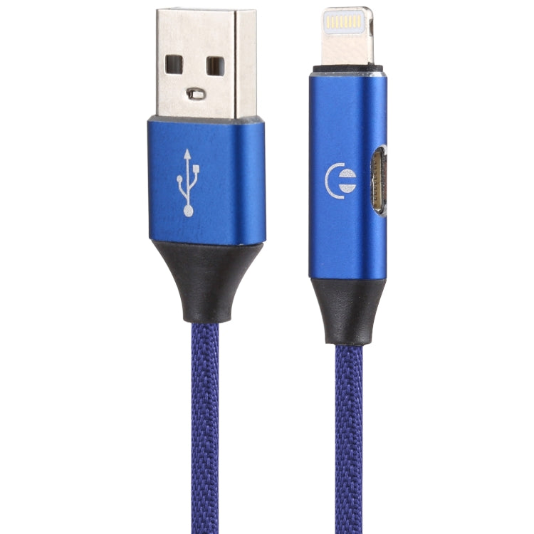 Multifunction 1m 3A 8 Pin Male & 8 Pin Female to USB Nylon Braided Data Sync Charging Audio Cable(Blue) - Multifunction Cable by buy2fix | Online Shopping UK | buy2fix